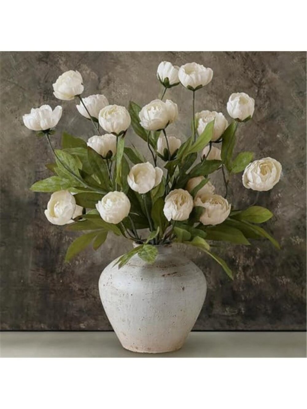 Artificial Peony Flowers Silk Cream Bouquet Wedding Centerpiece Decor